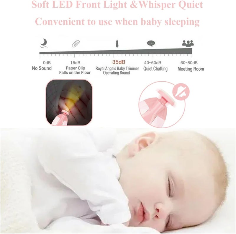 OUREPOCA Baby Nail File Clippers Electric: Baby Nail Trimmer Electric Kit Fingernails Toes Care Manicure 6-in-1 Set with LED Light Safe for Newborn Kids and Adult Pin - Image 3